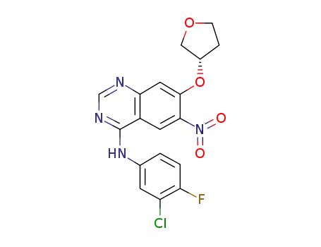 4-[(3-chloro-4-fluorophenyl)amino]-6-nitro-7-[(S)-(tetrahydrofuran-3-yl)oxy]quinazoline